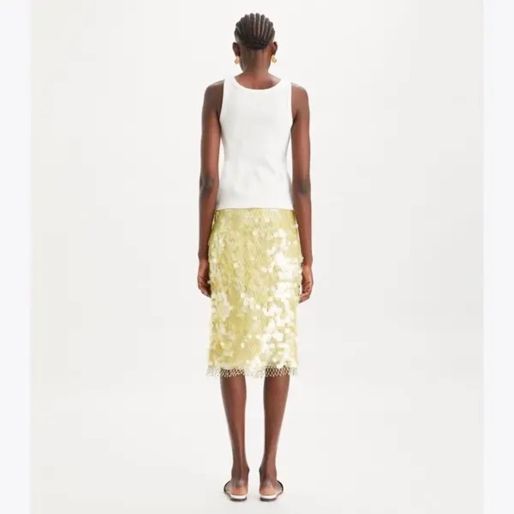 Tory Burch Sequined Skirt - Soft Lumen Yellow - size 0/ waist 26” - Picture 3 of 9
